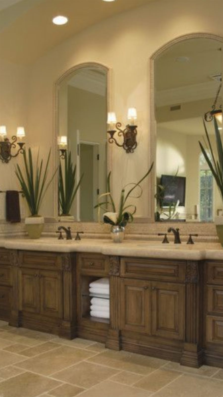 Bathroom vanity with sconce lighting